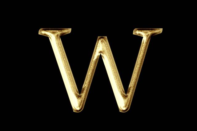 黒い背景に金色のWの文字