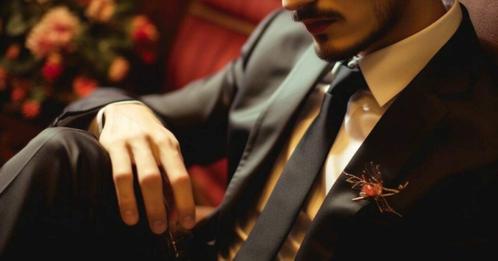 スーツを着たひげを生やした男性