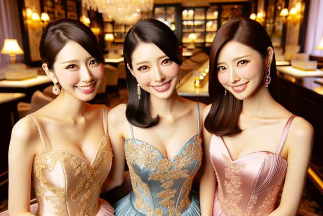仲がよさそうな3人のキャバ嬢