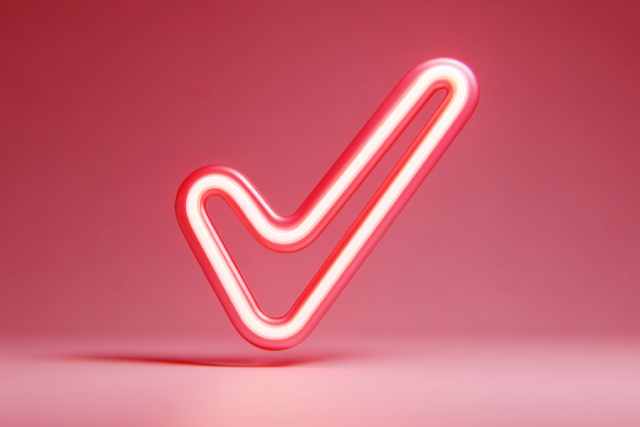赤いネオンのチェックマーク