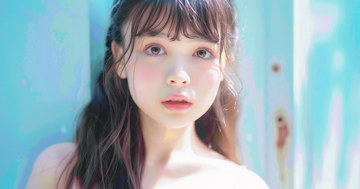 透明感のあるウェーブヘアの若い女性