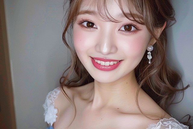ドレスを着た笑顔のキャバ嬢