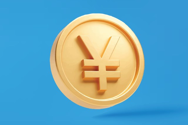 青い背景とゴールドの円マーク