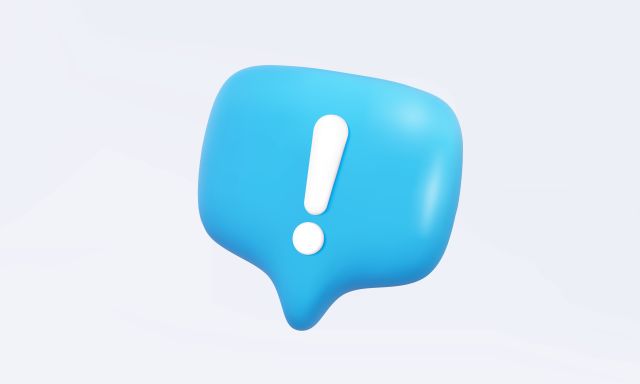 青い吹き出しに書かれたビックリマーク