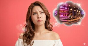 ガールズバーの店内を想像する女性