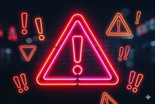 ネオンの注意マーク