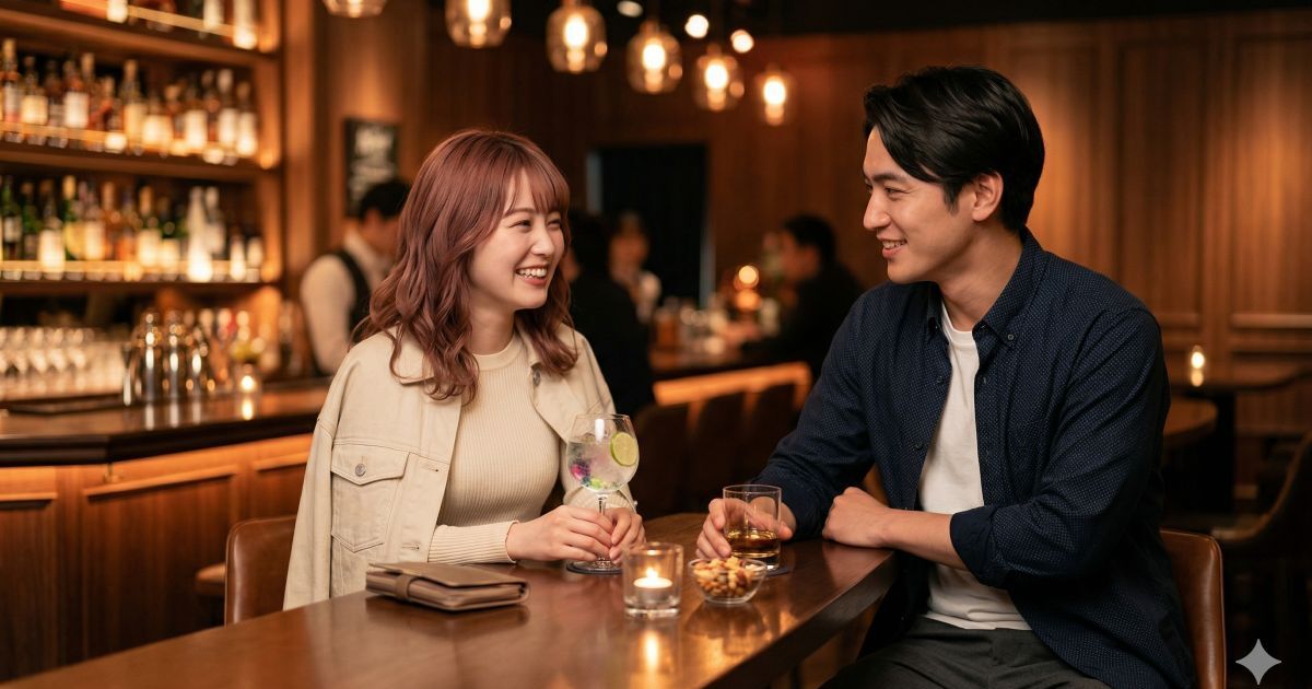 バーで飲む男女