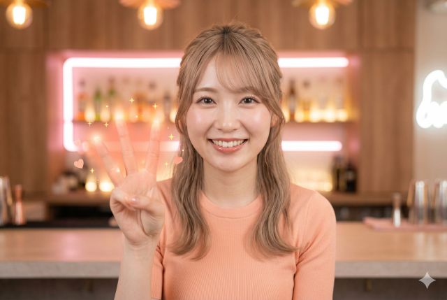 3つの指を出す女性