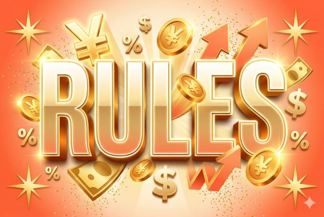 お金のマークとRULESと書かれた文字