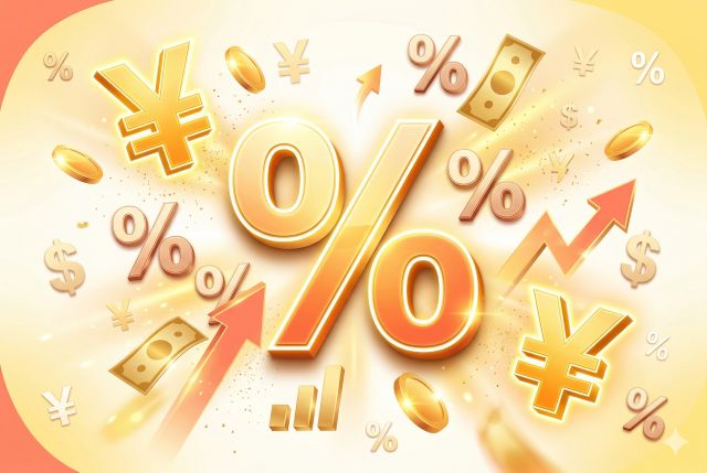お金のマークと％の文字