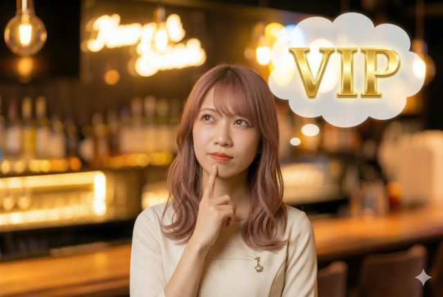 VIPと言う文字を浮かべる女性