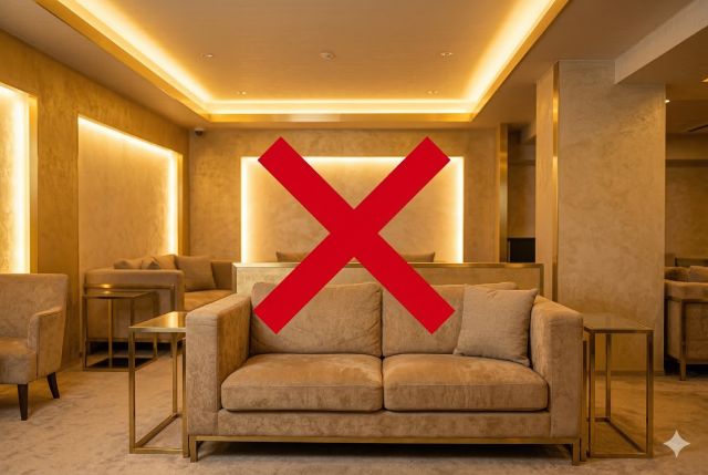 豪華な部屋に書いてあるバツマーク