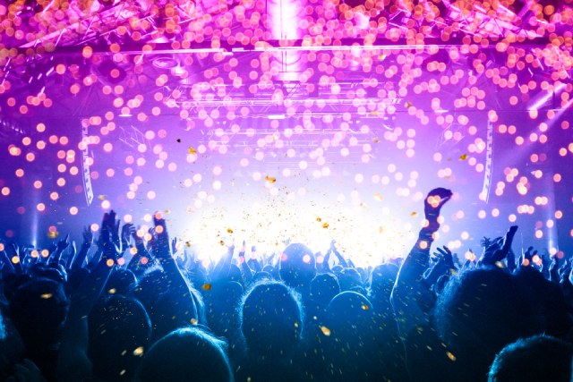 盛り上がっている様子の満員のライブ会場