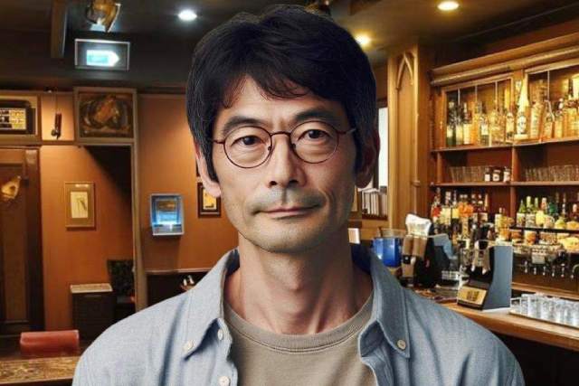スナックにいるモテない雰囲気の日本人の中年男性