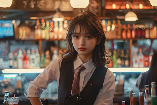 女性のバーテンダー
