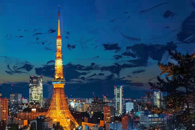 夜景と東京タワー
