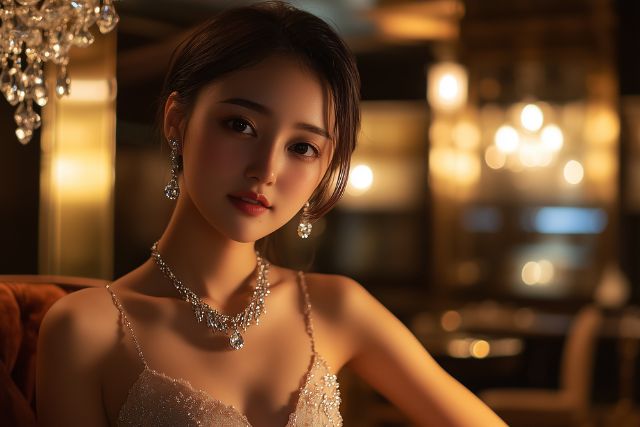 キャバクラドレスを着てほほ笑む女性