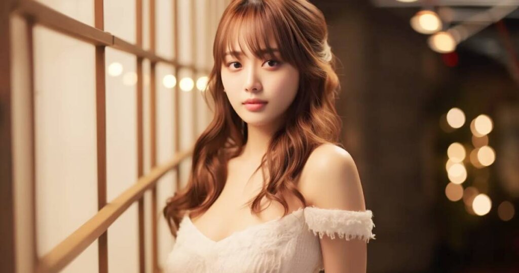 こっちを見ているドレスをきたキャバ嬢