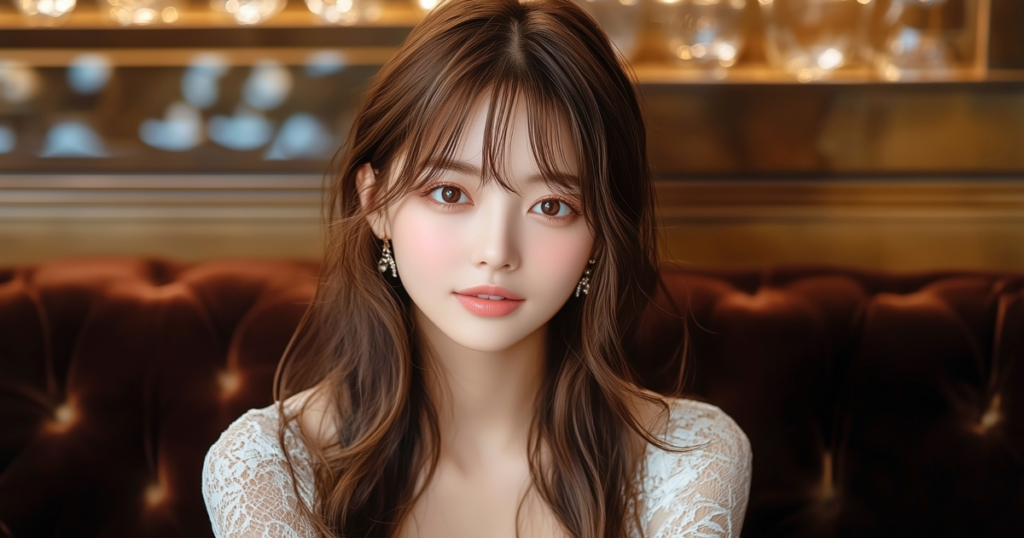 ほほ笑む白いドレスの女性