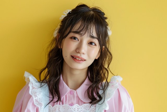 こちらを見ているメイド服を着た黒髪の女性