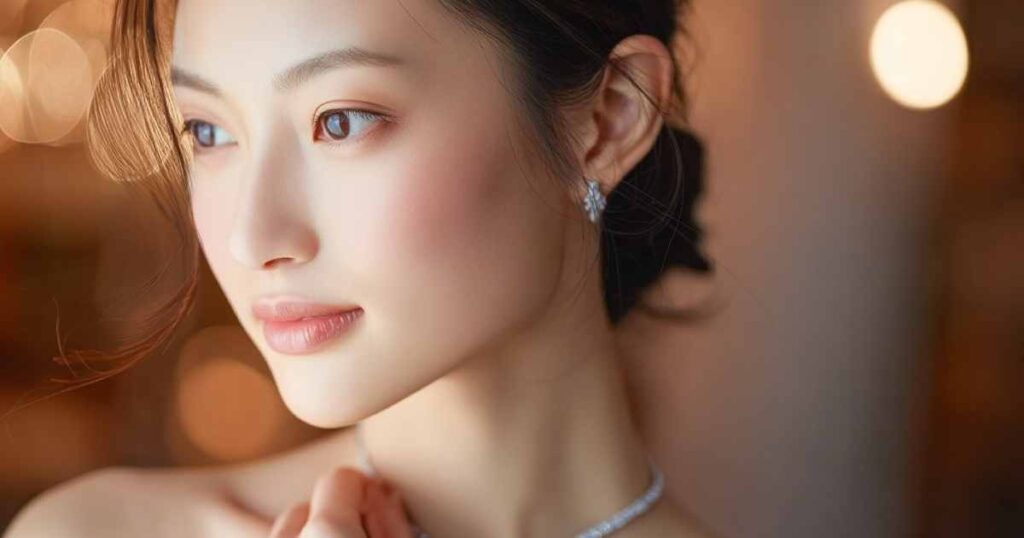 横を見つめる女性