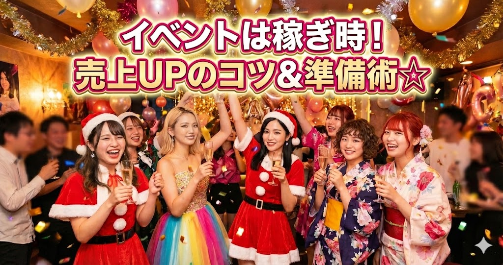 アイキャッチ画像_ガールズバーのイベントで大盛り上がりしているキャストの女の子たち