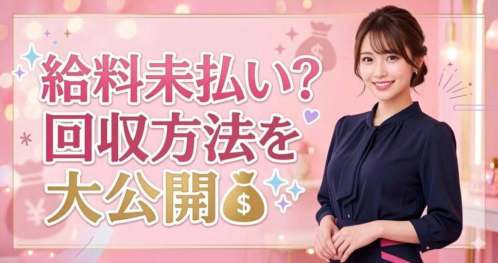 記事サムネイル。ガールズバーで給料が未払いだった時の回収方法について優しく教えてくれる、ガールズバーキャスト女性。