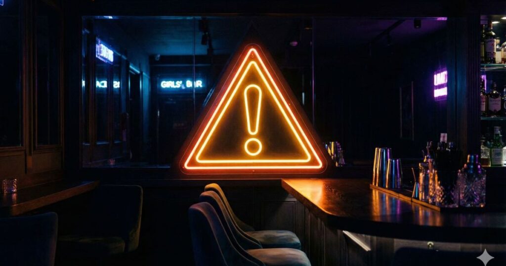 バーで何かを考えている女性