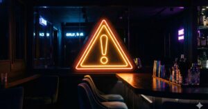 バーで何かを考えている女性