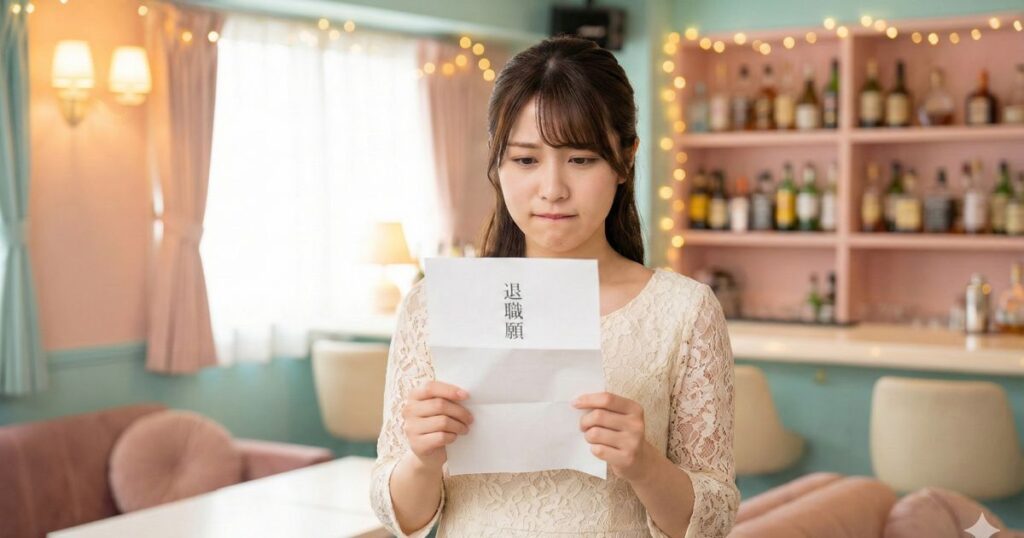 退職願を持つ女性