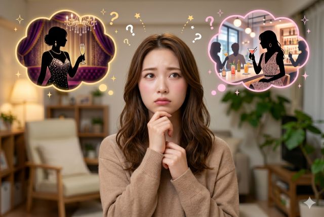 2つのシーンを想像する女性