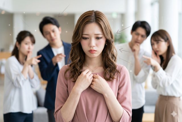 偏見から怯えている女性