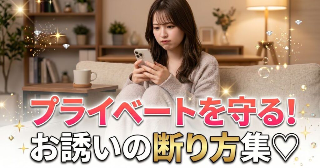 ソファで携帯を見る女性