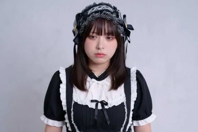 考え込んでいるメイド服姿の女の子