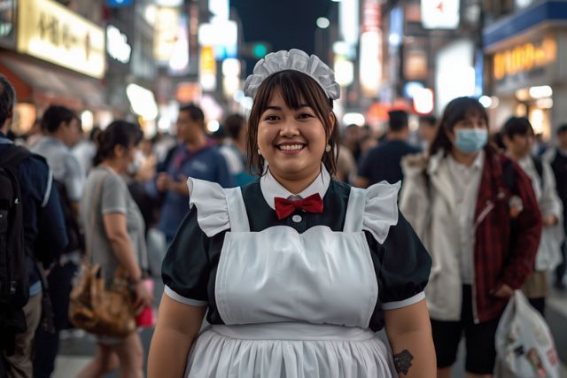 太めのメイド服姿の女性
