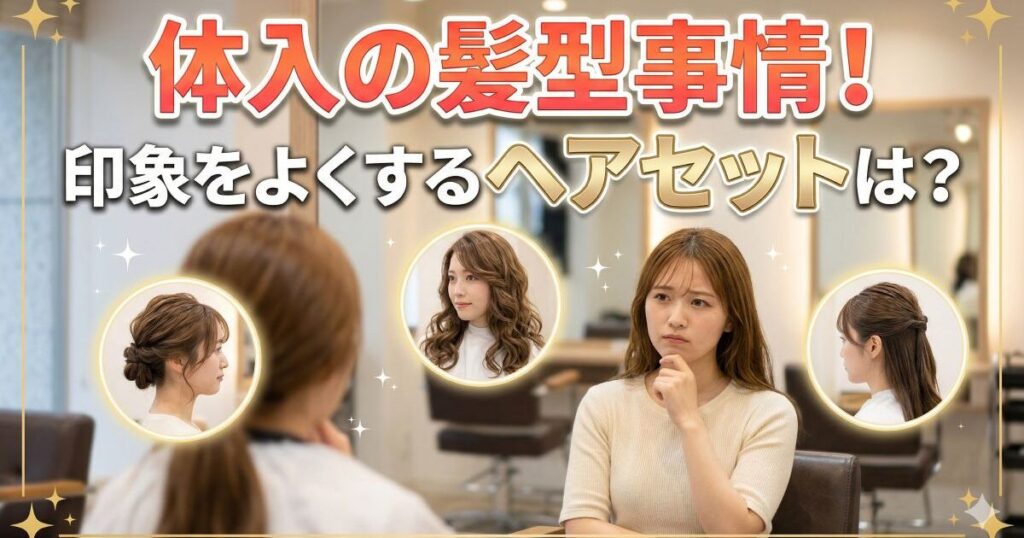 髪型を考える女性