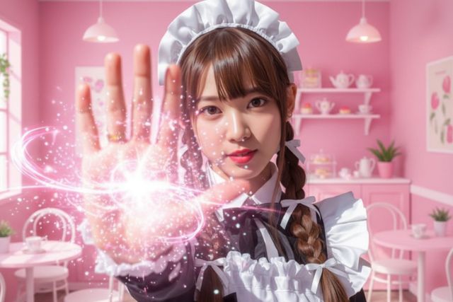 魔法を使っているメイド