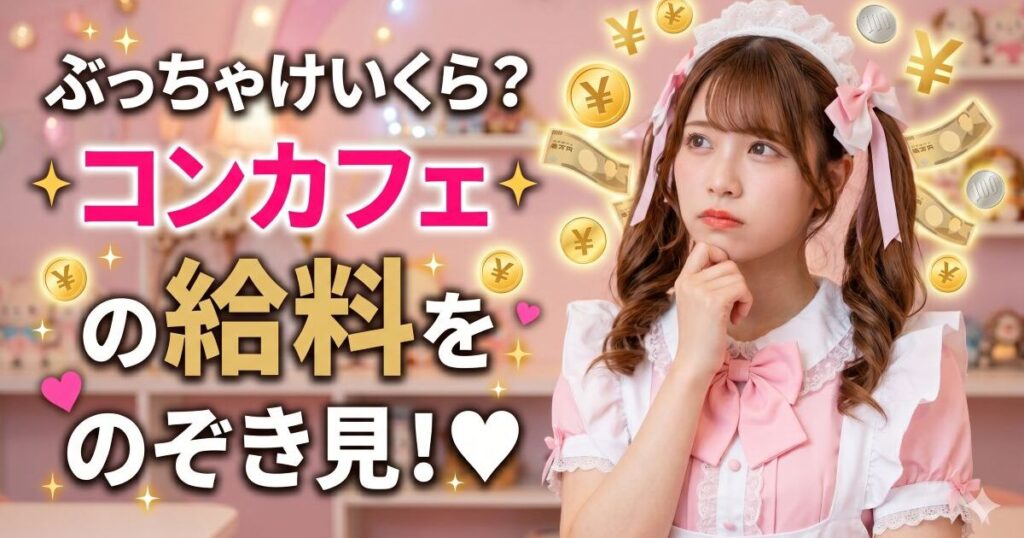 お金のマークを浮かべるメイド服の女性