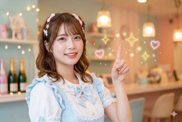 人差し指を立てる女性