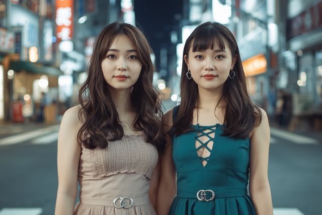 ウェーブヘアの女性とストレートヘアの女性