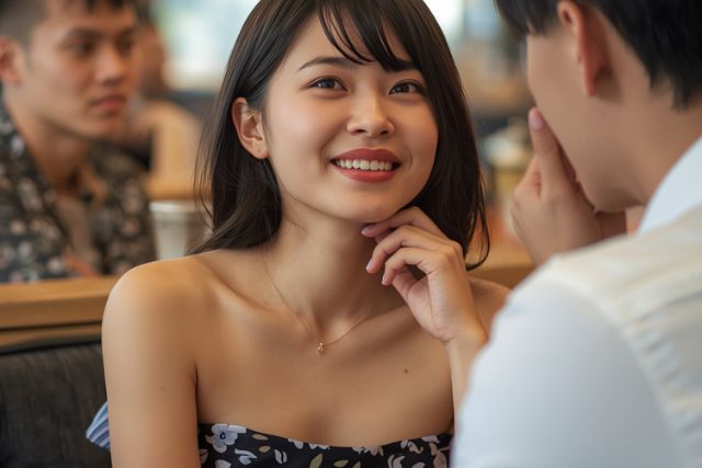 楽しそうに話す男女