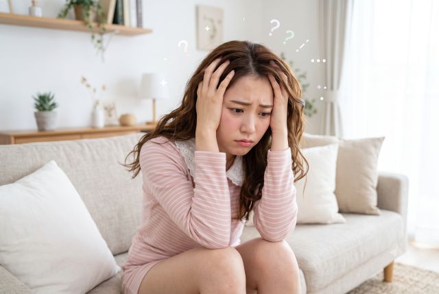頭を抱える女性