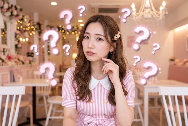 ハテナマークを浮かべる女性