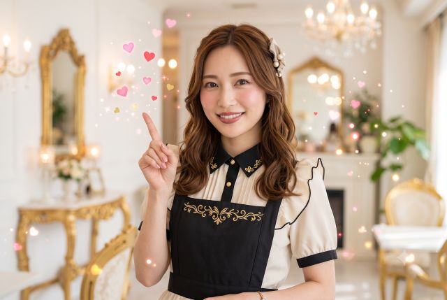 人差し指を立てる女性