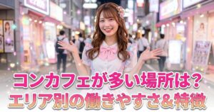 東京と思われる街に立って両手を広げるかわいらしい女性