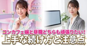 女性とPC画面