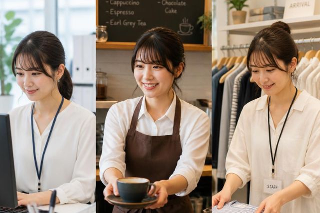 3つの種類の仕事をしている女性たち