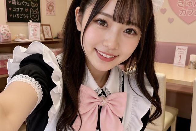かわいくほほ笑むメイド嬢