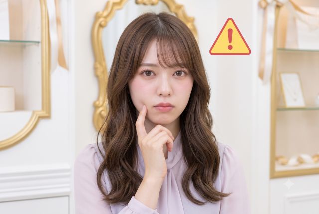 注意マークを浮かべる女性