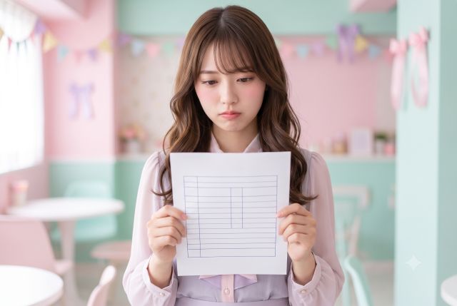 書類を見る女性